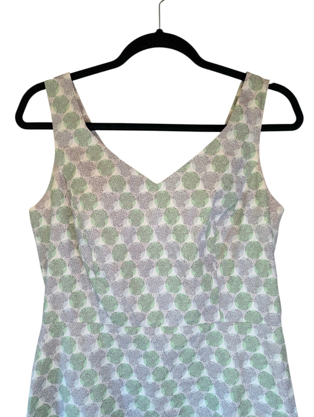 Boden Green & Purple Geometric Circle Print A-Line Dress, 12R - Picture 3 of 9
